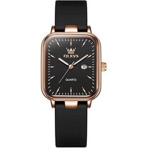 OLEVS Watch for Women Analog Wristwatch Silicone Waterproof Gift Square Dial